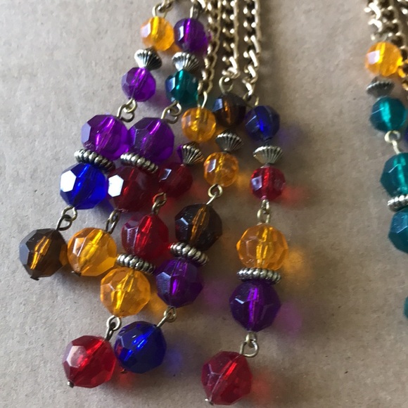 Jay Jacobs 5 Strand Acrylic Multicolored Dangled Earrings approx. 7 1/2” - Picture 3 of 10